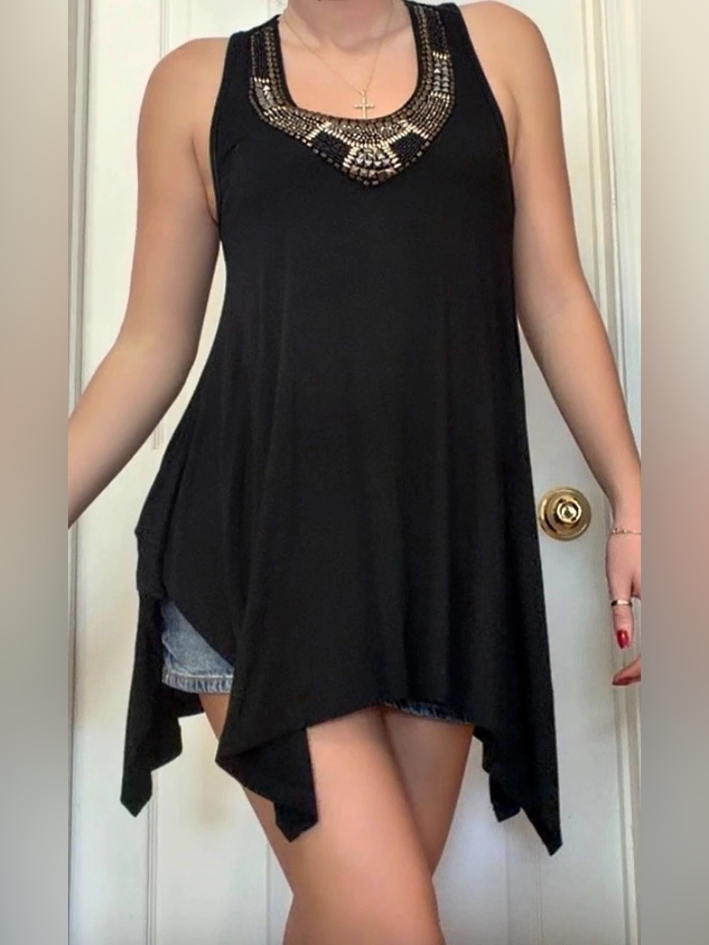 2000s Embellished Mini Dress in Black Size Medium Like New